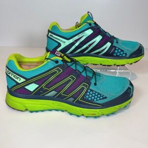 Salomon X-Mission 3 Trail Running Shoes Teal Lime Green Purple Sneakers Womens 8